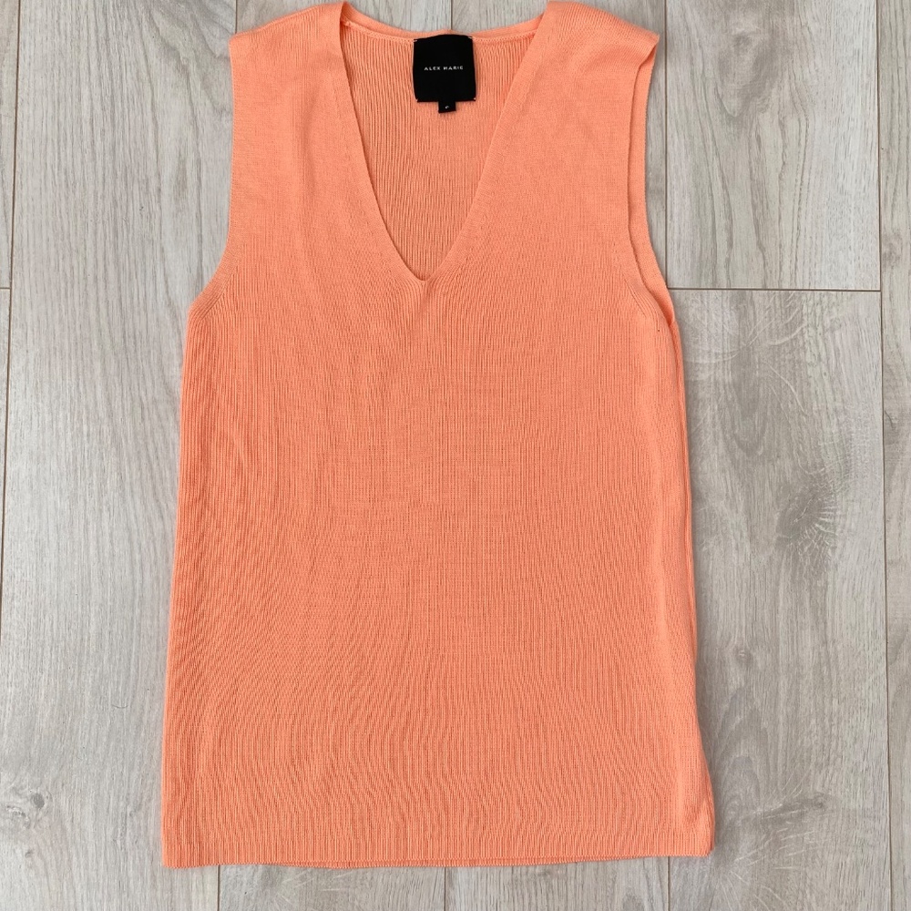 Orange V-Neck Sleeve Pullover Sweater Vest
